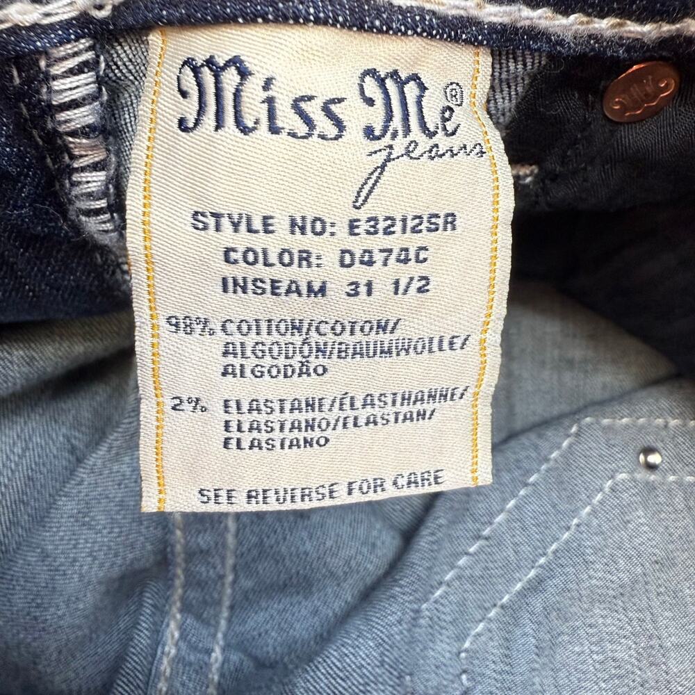 Miss Me Jeans Women's 26x31.5 (2) Dark Blue Standard Skinny Angel Wings EUC - Picture 9 of 15